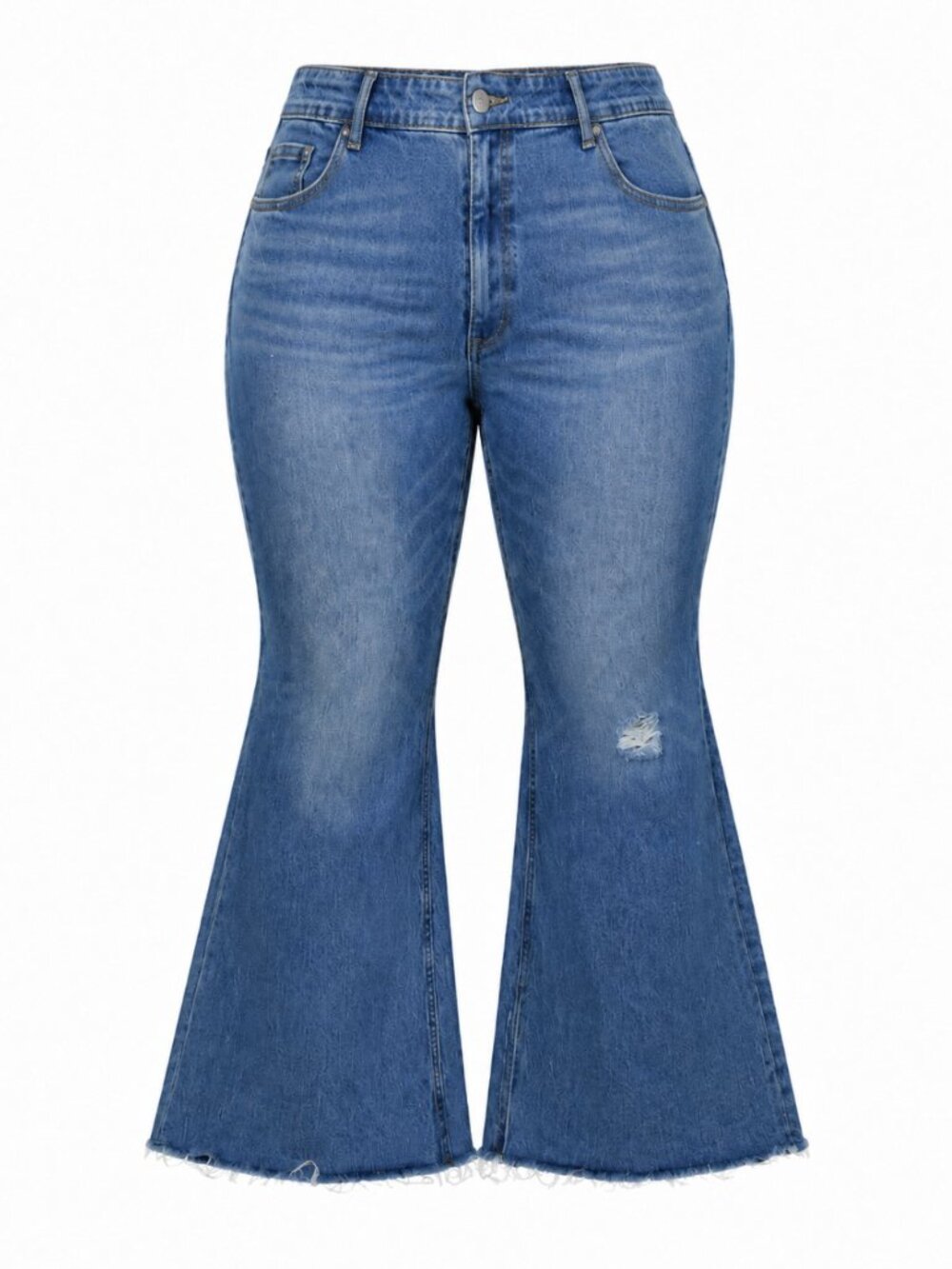 💖 2/40 Old Navy Super-Flare Distressed Raw-Hem Jeans Plus Size 24
